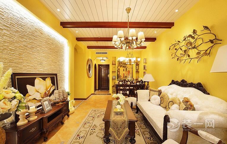 客厅装修效果图 两室两厅装修效果图 美式田园风格装修图片